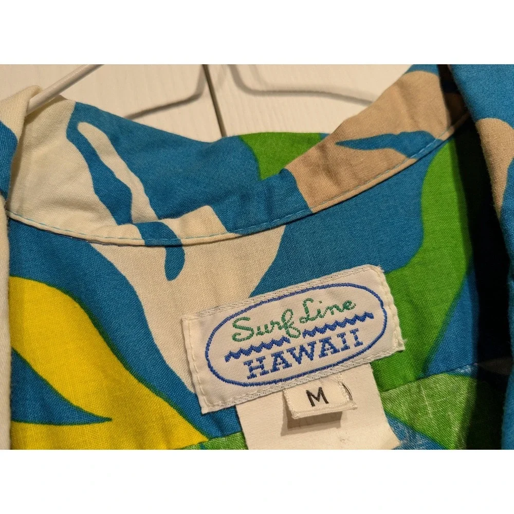 VINTAGE Surf Line Hawaii Shirt Men M Blue Aloha Hawaiian Original Jams World 80s - Picture 5 of 13